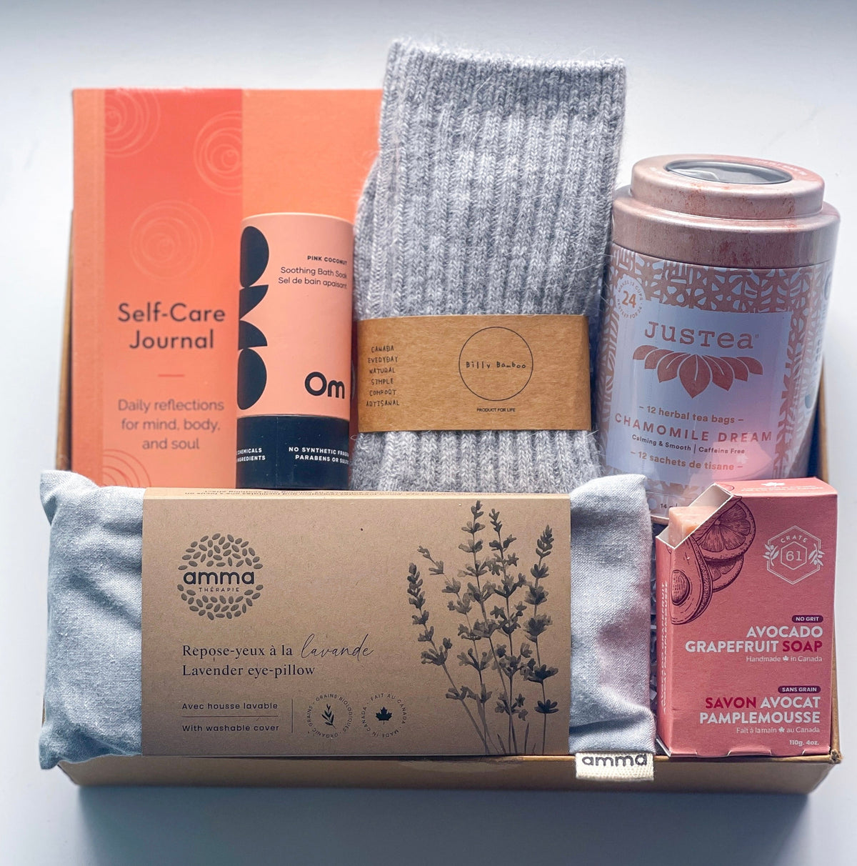 Hygge Self Care Gift Box – Cozy Wellness Bundle with Journal, Socks & Bath Soak