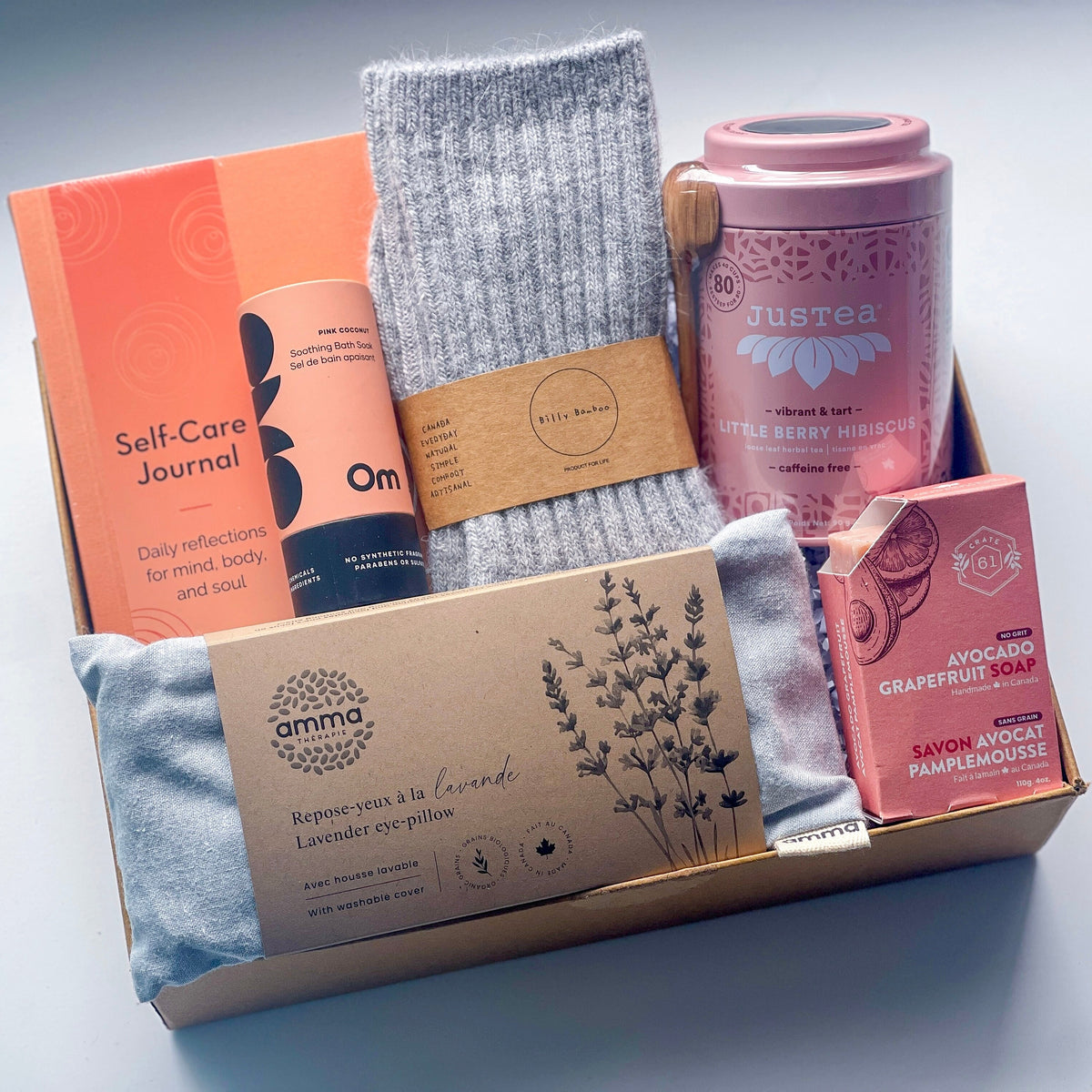 Hygge Self Care Gift Box – Cozy Wellness Bundle with Journal, Socks & Bath Soak
